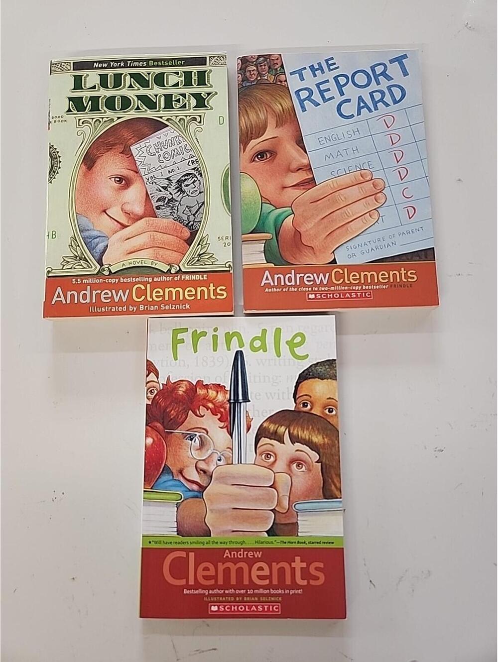 Lunch Money by Andrew Clements Frindle The Report Card Lot Of 3 Paperback Books